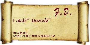 Fabó Dezső névjegykártya
